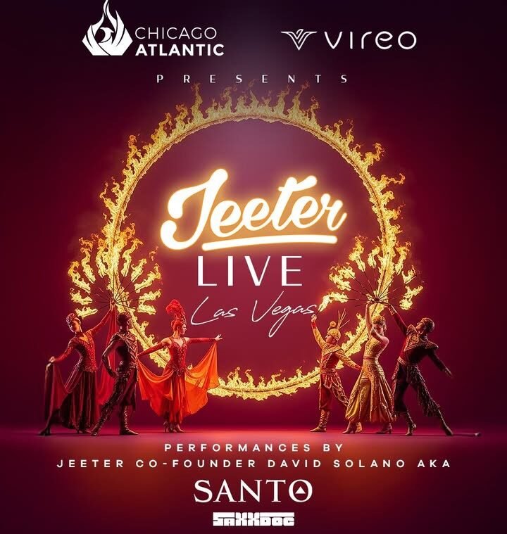 Jeeter pre rolls and branded cannabis products displayed at a Las Vegas event